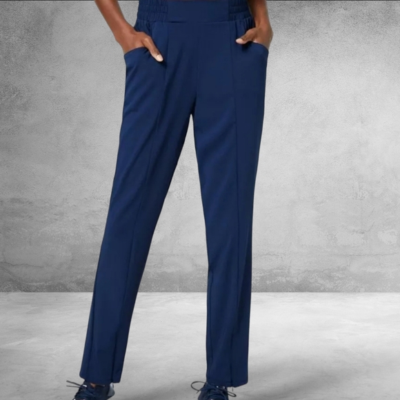 Jaanuu Women's Navy Skinny Pull-On Scrubs Pockets Bottoms Pants Nurses Medical🆕 - Picture 2 of 9